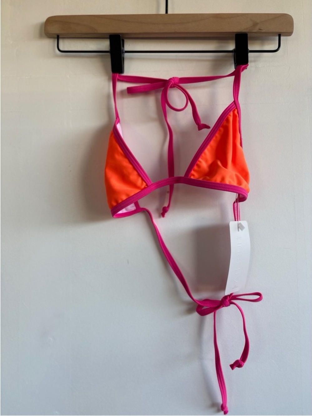 Neon Orange & Hot Pink Triangle Bikini Top